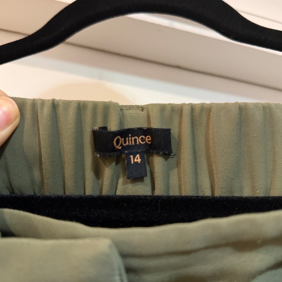 Quince Stretch Crepe Paperbag Pants, Olive, Size 14 - Picture 5 of 7